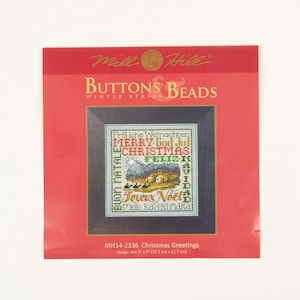 Kerstwensen, knopen en kralen Mill Hill Kit, kruissteek- en kralenpakket, incl. geperforeerd papier, draden, kralen en naalden