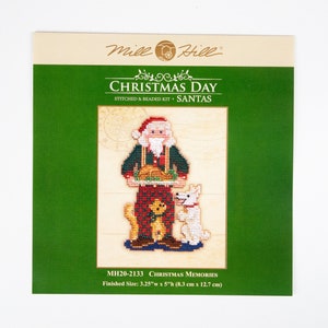 Christmas Memories Santa Mill Hill Kit, Christmas Day Series, Kreuzstichpackung, Perlenset, inkl gelochtem Papier, Garn, Perlen und Nadeln