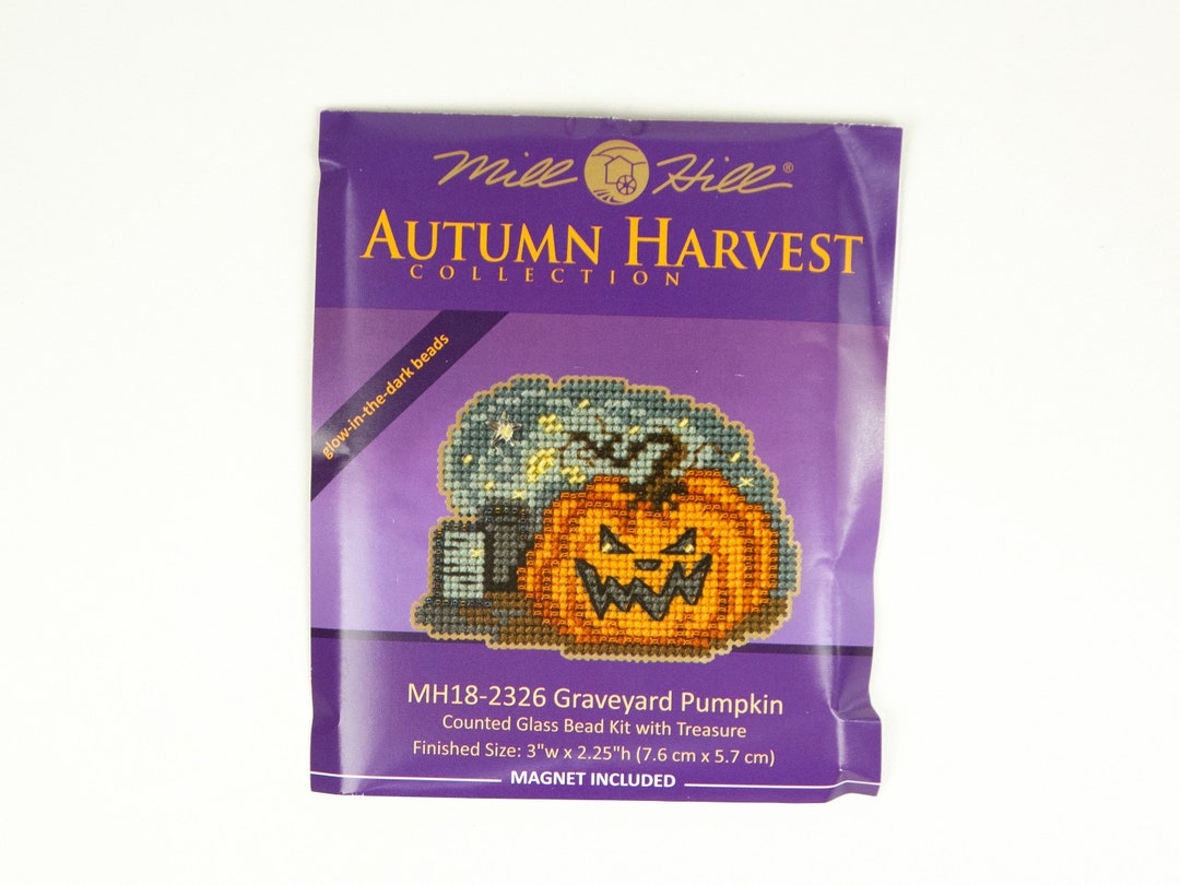 Graveyard Pumpkin Mill Hill Kit, Autumn Harvest Series, Cross Stitch Kit, Bead Kit, Inc