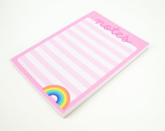 Pink pastel notepad with rainbow A6 - Stationery Notepad - Letter Paper - 50 Sheets