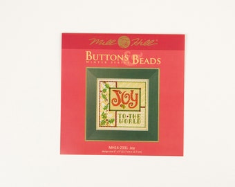 Joy Buttons and Beads Mill Hill Kit, Winter Series, Cross Stitch and Bead Kit, incl perforated paper, threads, beads and needles