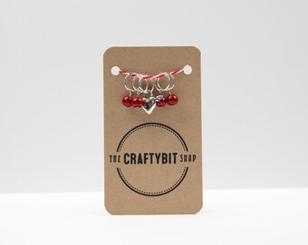 Heart with Wings Stitch Markers for knitting,  knitting notions, set of 5