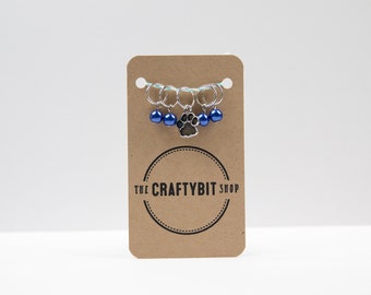 Paw print Stitch Markers for knitting,  knitting notions, set of 5