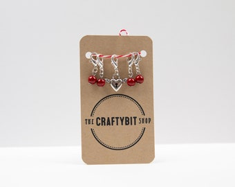 Heart with Wings, Stitch Markers for knitting or crochet, place markers, progress keepers, knitting notions, journal jewellery, set of 5