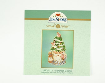 Evergreen Gnome Mill Hill Kit, Jim Shore Series, Cross Stitch Kit, Bead Kit, incl perforated paper, threads, beads and needles