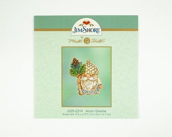 Acorn Gnome Mill Hill Kit, Jim Shore Series, Cross Stitch Kit, Bead Kit, incl perforated paper, threads, beads and needles