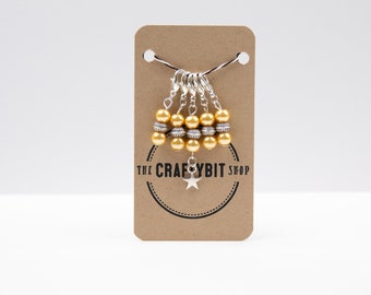 Star Stitch Markers for knitting or crochet, place markers, progress keepers, knitting notions, journal jewellery, set of 5