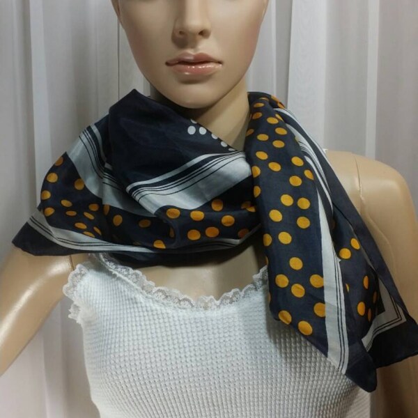 Vintage Black Polka Dot Nylon Neck Scarf