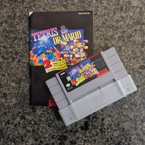 本物 - ドクターマリオ＆テトリス - スーパーファミコン - SNES - ゲームカートリッジとオリジナルマニュアル付き