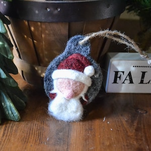 Needle Felted Santa Christmas Ornament, Felted Wool, Rustic Handmade Decoration, Christmas Tree Decoration