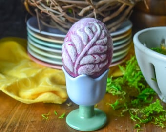 Felted Botanical Egg, Easter Egg, Needle Felted, Handmade Spring Decor, Home Accent