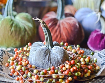 1 petite citrouille en velours latte, décor d’automne, pièce maîtresse de table, décoration rustique faite maison