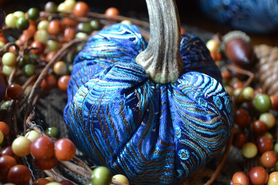 Geelin 12er-Set Blaue Rustikale Herbst-Kürbis-Dekoration Aus Harz – 6 Cm Für Tischdeko, Bauernhaus-Stil & Erntedank