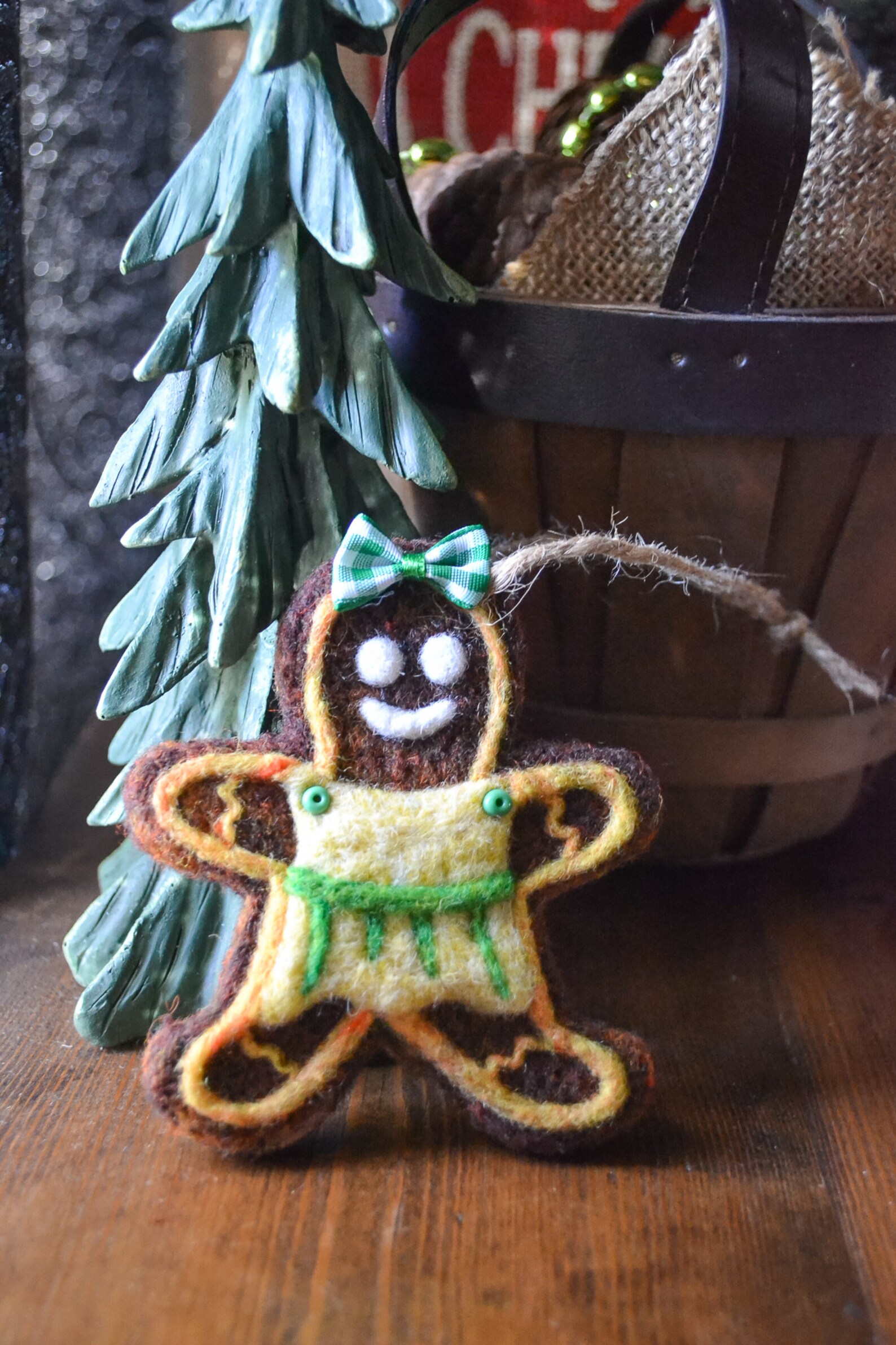 Needle Felted Gingerbread Woman Ornament, Felted Wool, Rustic Handmade ...