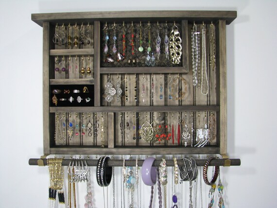 Wall Jewelry Box In Espresso With Ring Storage Etsy