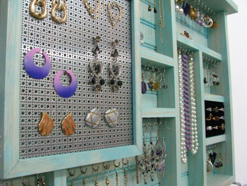 Large Dorm Room Jewelry Holder in aqua Etsy