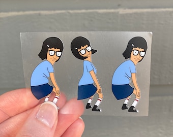 Tina Belcher twerking transparent sticker, Bob’s Burgers, Tina dancing, gifts, laptop sticker, cell phone, birthday gift, stocking stuffer