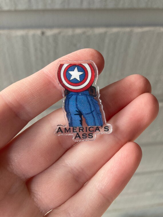 Captain America Shield Button Pin New Star 1.25" x 1.25" Superhero 