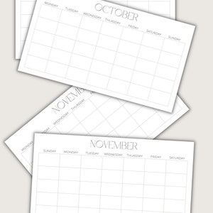 Minimalistic Digital Calendar Horizontal Printable Calendar - Etsy