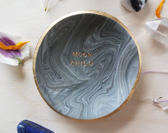 Moon Child Marbled Swirl Ring Dish