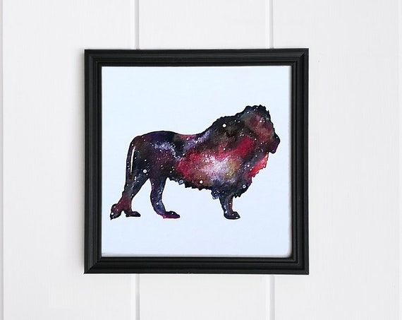 Custom Lion Painting || Animal Painting || Zoo Art || Animal Nursery Art || Galaxy Painting || Baby Room || Celestial Decor || Leo Zodiac