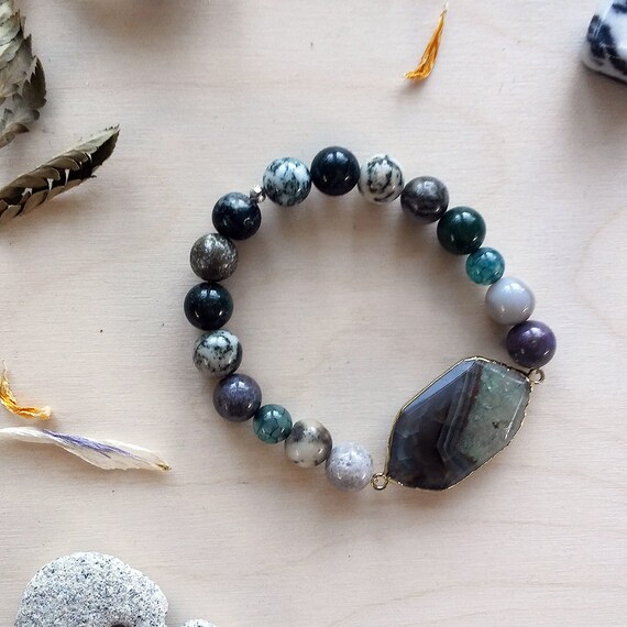 Agate + Jasper Beaded Bracelet