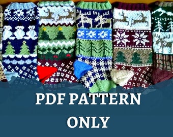 PDF Pattern Rustic Christmas Stocking knitting pattern; digital download