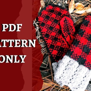 PDF Pattern Lumberjill Buffalo Plaid Mittens; MITTEN knitting pattern; digital download