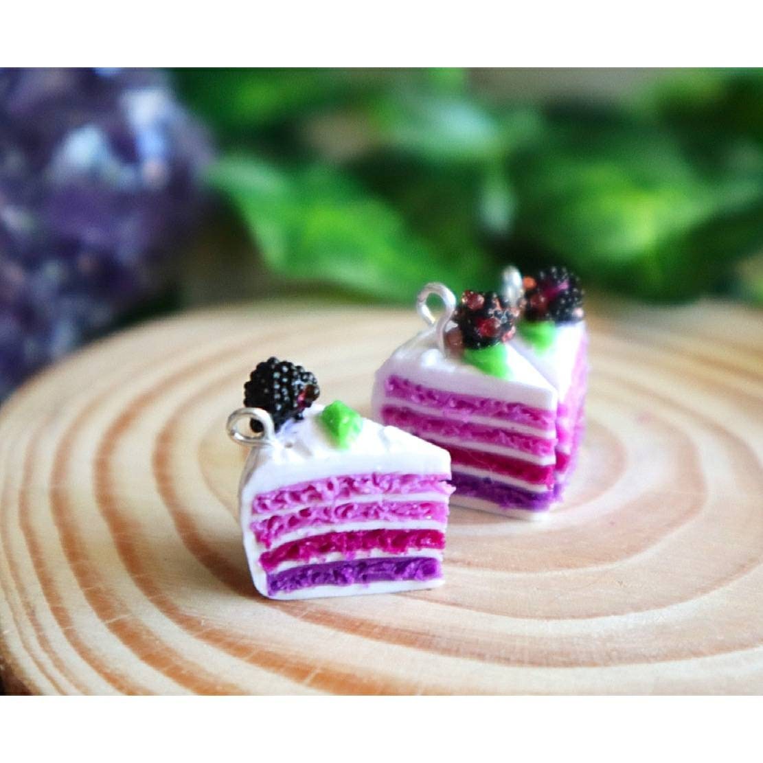 PREORDER Blackberry cake fruit food kawaii polymer clay charm; knitti…