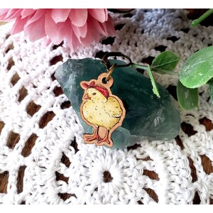 Rosie chick 1950s theme nature woodland Art wood charms; wooden pendant; knitting progress keeper crochet charm stitch marker