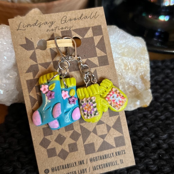 Knit accessories 2 piece stitch marker set; knitting notions; progress keeper
