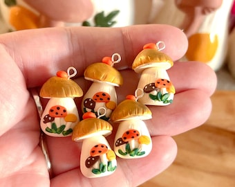 PREORDER 70s mushroom jar Vintage retro music knitting crochet Progress Keeper; food kawaii charm; stitch marker; Polymer clay