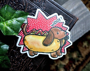 Hot dog nature animal fantasy Waterproof stickers; art journal; scrapbooking; water bottle; art sticker decal