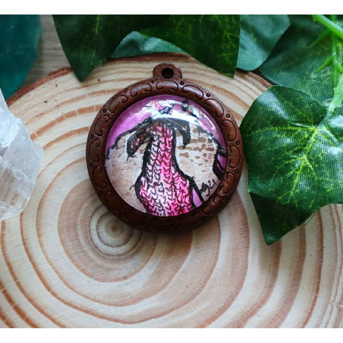 Original Knitting Hands Pendant Cameo Jewelry Art Vintage Victorian Whimsical Hand Drawing Painting Gift Nursery Home Decor Knitting