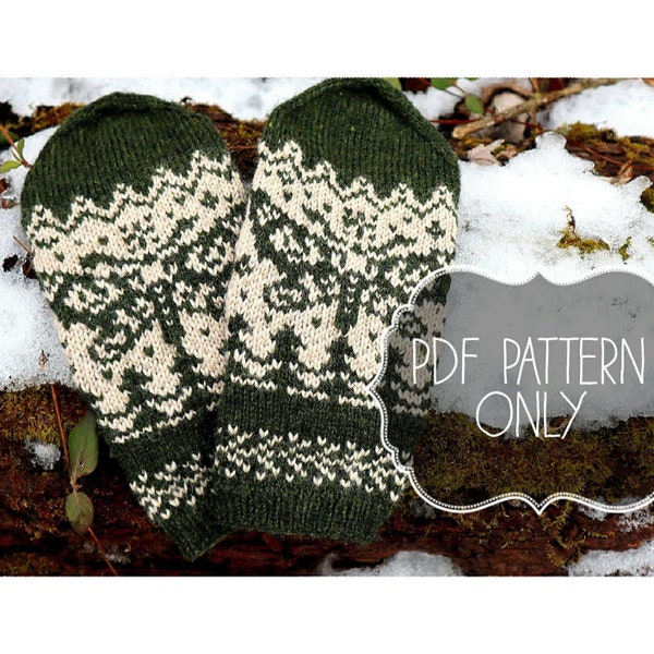 PDF Pattern Antheraea; moth nature MITTEN knitting pattern; digital download