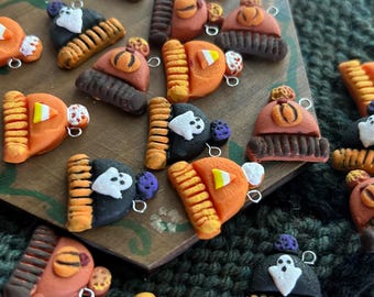 Gorros acogedores de otoño; marcador de puntos de calabaza fantasma de Halloween; accesorios de tejido; registro de progreso