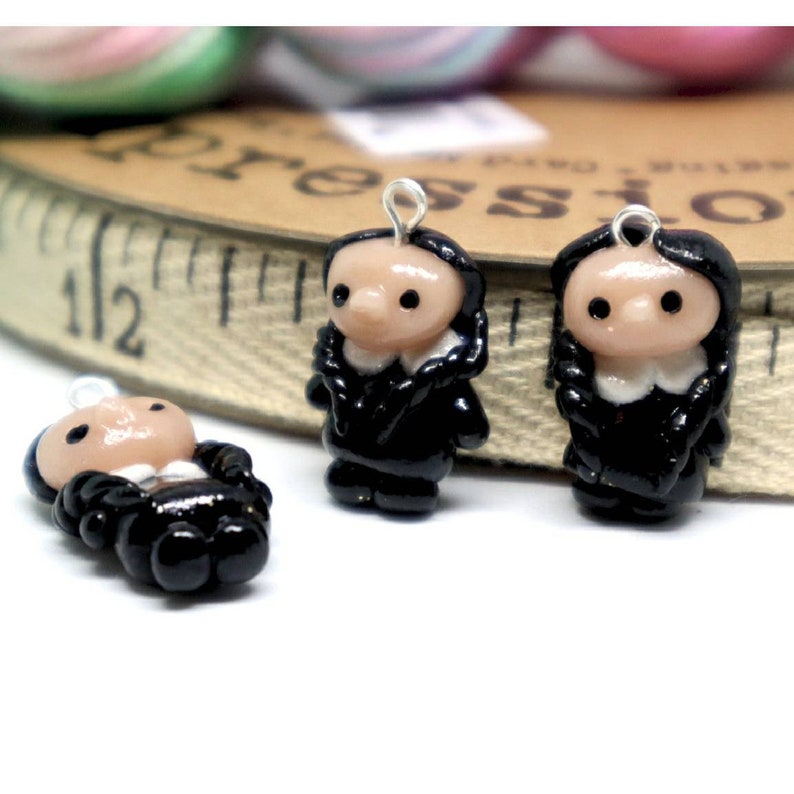 Goth girl Progress Keeper; kawaii charm; stitch marker; Polymer clay charms knitting crochet