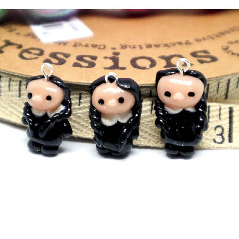 Goth girl Progress Keeper; kawaii charm; stitch marker; Polymer clay charms knitting crochet