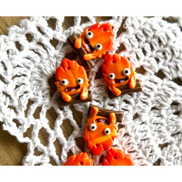 PREORDER Cute fire knitting crochet Progress Keeper; food kawaii charm; stitch marker; Polymer clay