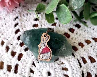 Shawl hare rabbit nature woodland Art wood charms; wooden pendant; knitting progress keeper crochet charm stitch marker