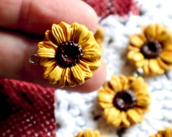 PREORDER Sunflower halloween autumn knitting crochet Progress Keeper; food kawaii charm; stitch marker; Polymer clay charms