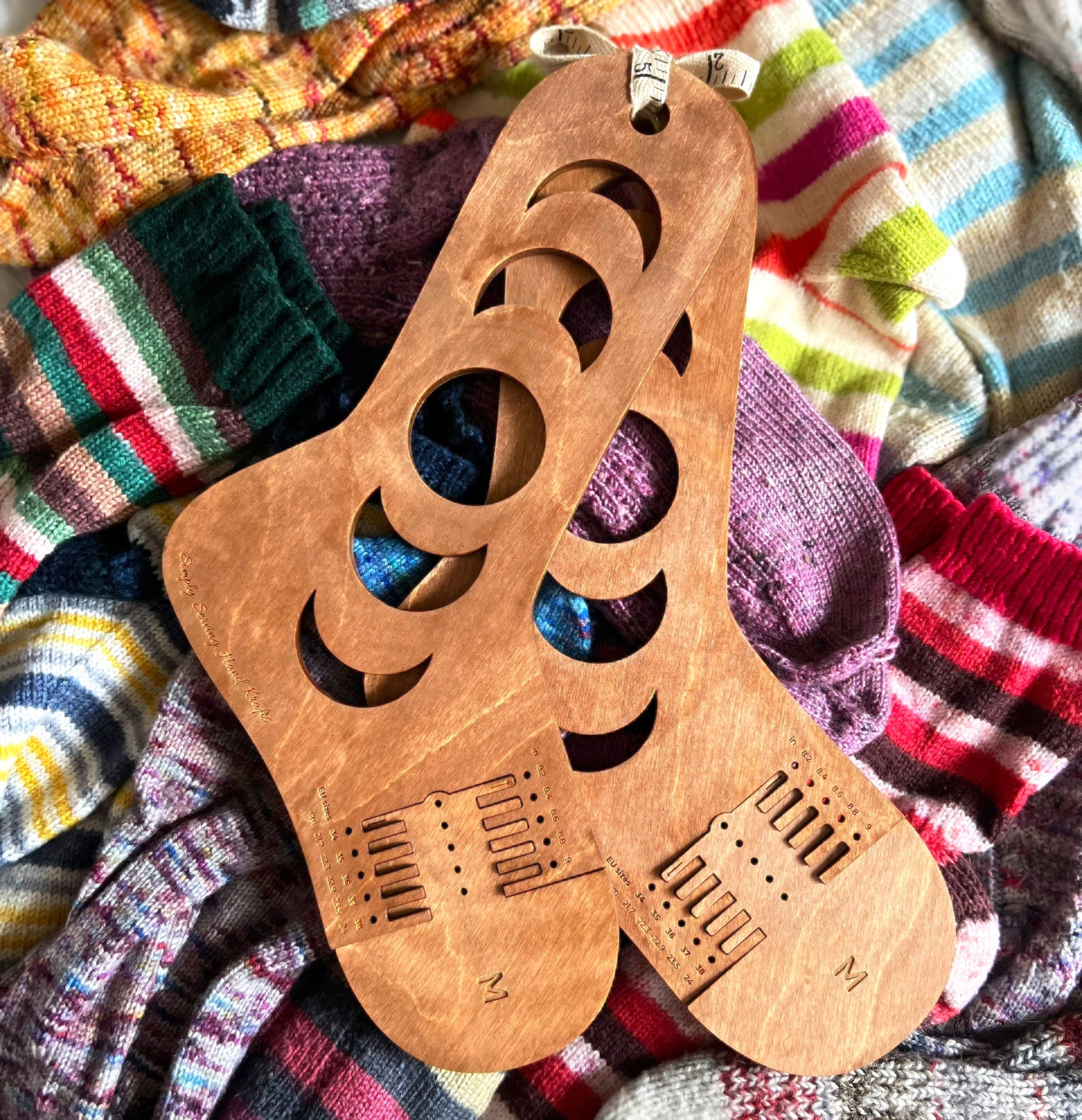 Handmade Sock Blockers - Knitting Notion made from Black Cherry Wood