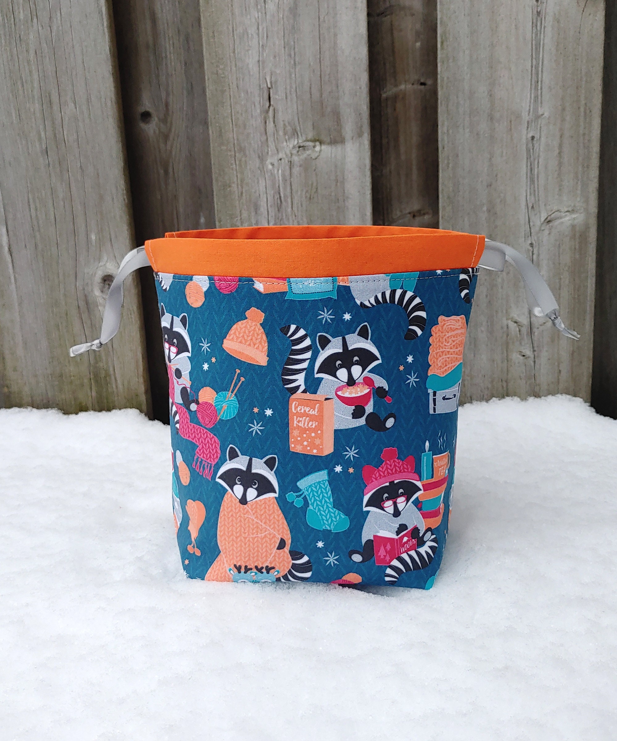 Sock Knitting Bag in Knitting Raccoons Print Two at a Time Etsy