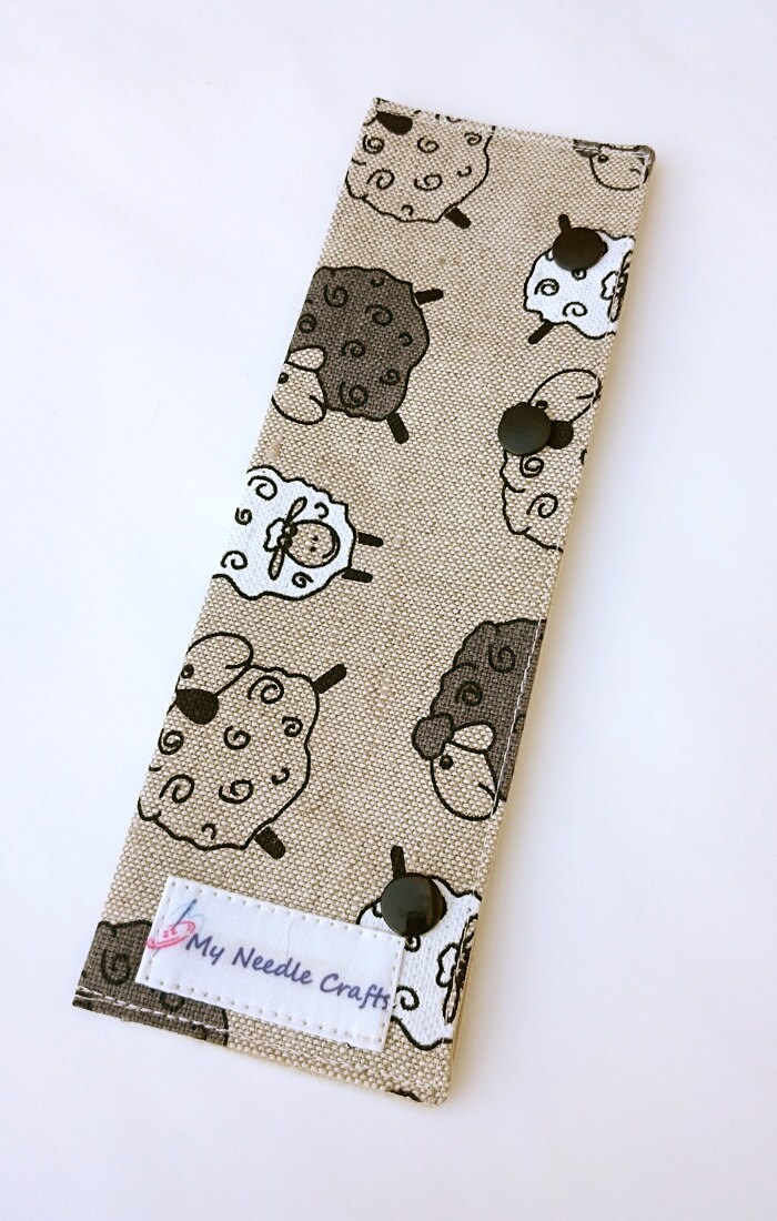 Needle Cozy in Sheep print Linen, DPN holder, Circular Needle Holder