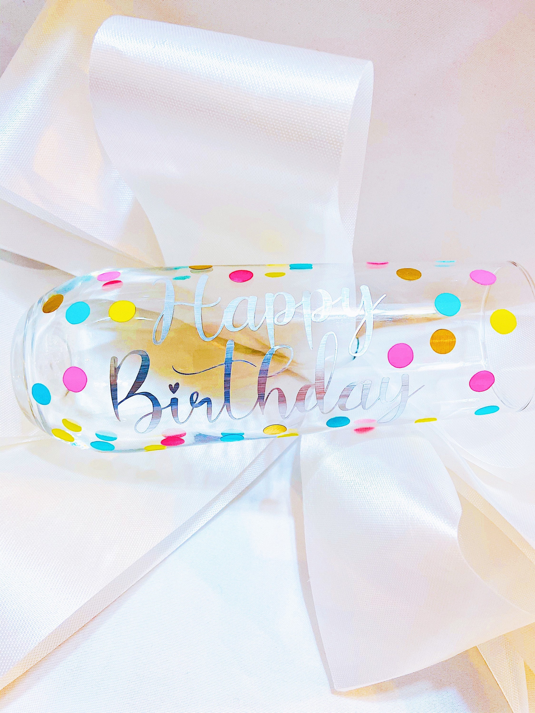 Champagne Flutes Happy Birthday Champagne Flute Birthday Etsy UK
