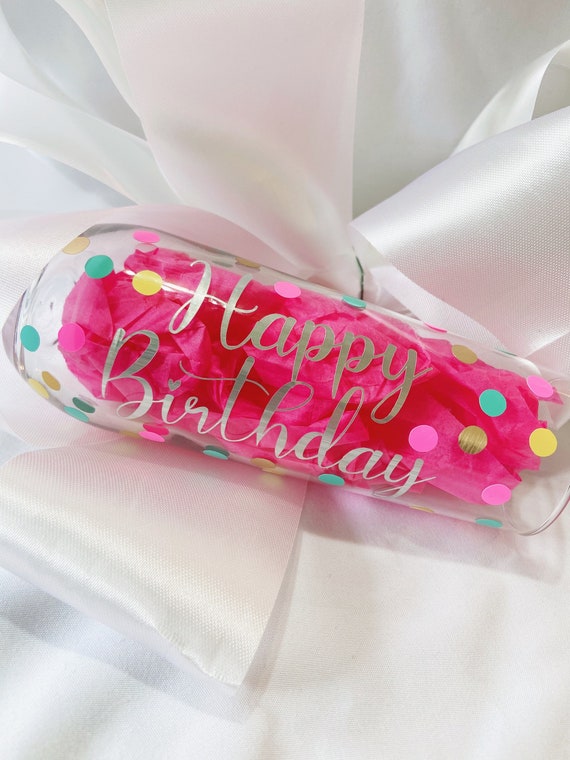 Champagne Flutes Happy Birthday Champagne Flute Birthday Etsy