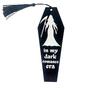 Dark Romance Engraved Coffin Acrylic Bookmark with Black Tassel / Spicy Romance Trigger Warnings Book Lover Gift / Unique Book Accessories