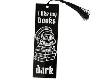 Engraved Skull Acrylic Bookmark: Dark Romance Reader Gift