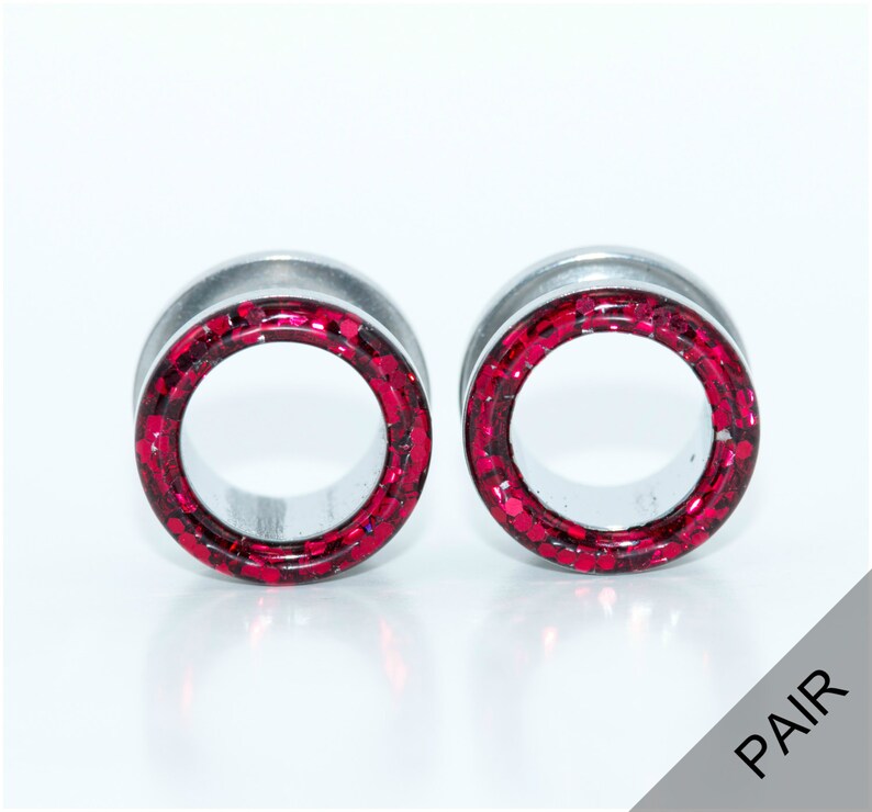 Sparkle Red Plugs / Glitter Tunnels / 8g 6g 4g 2g 0g 00g Etsy
