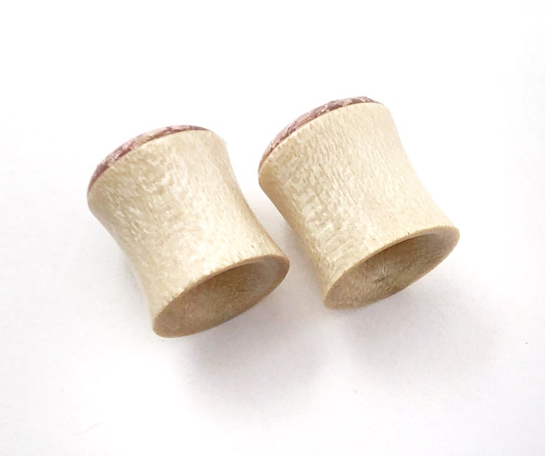 58 78 1in organic wood plugs wedding gauges natural plugs Soft Pink Crushed Glass Wood Plugs 6g 916 0g 4g 2g 34 00g 12